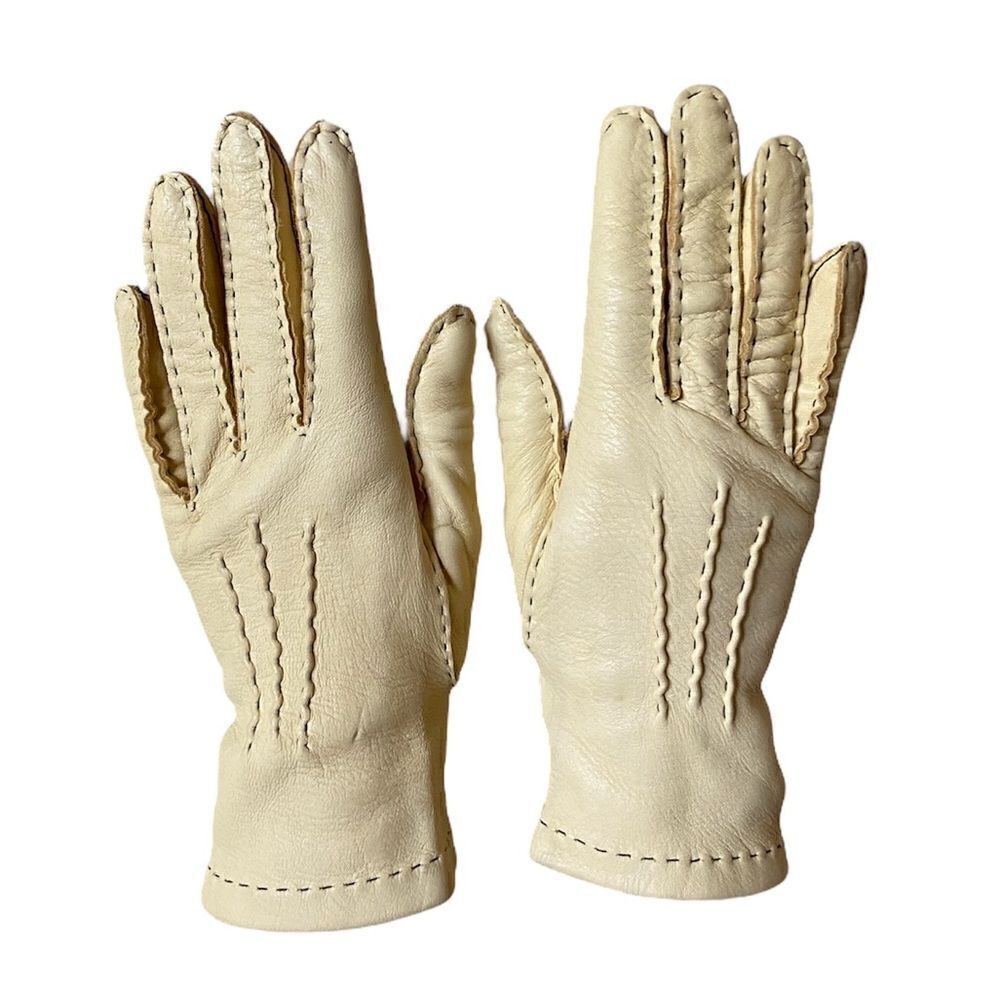 Vintage Leather Cream Gloves Beige Size 6\2